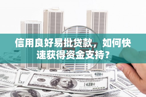 潍坊信用良好易批贷款，如何快速获得资金支持？