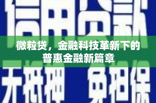 潍坊微粒贷，金融科技革新下的普惠金融新篇章