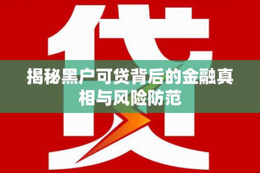 潍坊揭秘黑户可贷背后的金融真相与风险防范