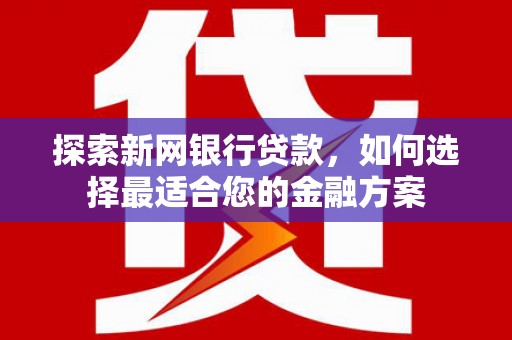 潍坊探索新网银行贷款，如何选择最适合您的金融方案