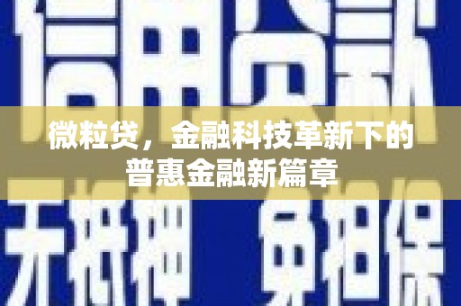 潍坊微粒贷，金融科技革新下的普惠金融新篇章