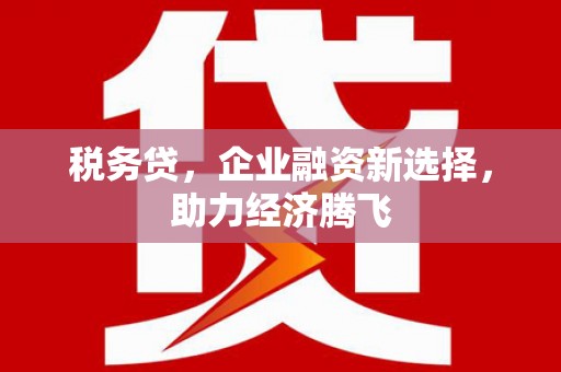 潍坊税务贷，企业融资新选择，助力经济腾飞