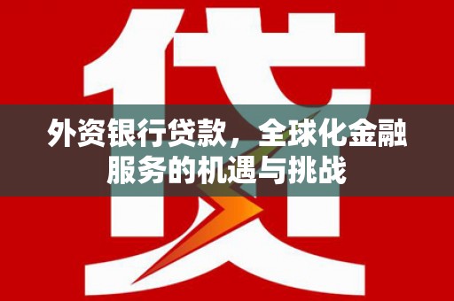 潍坊外资银行贷款，全球化金融服务的机遇与挑战