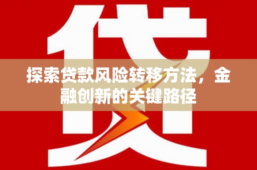 潍坊探索贷款风险转移方法，金融创新的关键路径