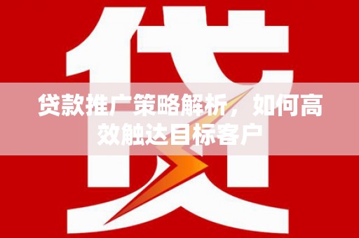 潍坊贷款推广策略解析，如何高效触达目标客户