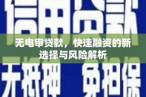潍坊无电审贷款，快速融资的新选择与风险解析