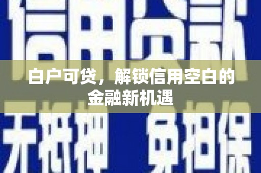 潍坊白户可贷，解锁信用空白的金融新机遇