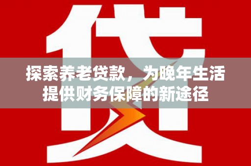 潍坊探索养老贷款，为晚年生活提供财务保障的新途径