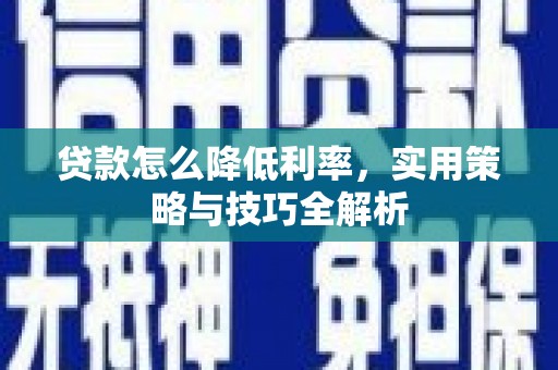 潍坊贷款怎么降低利率，实用策略与技巧全解析
