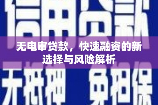 潍坊无电审贷款，快速融资的新选择与风险解析