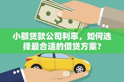 潍坊小额贷款公司利率，如何选择最合适的借贷方案？
